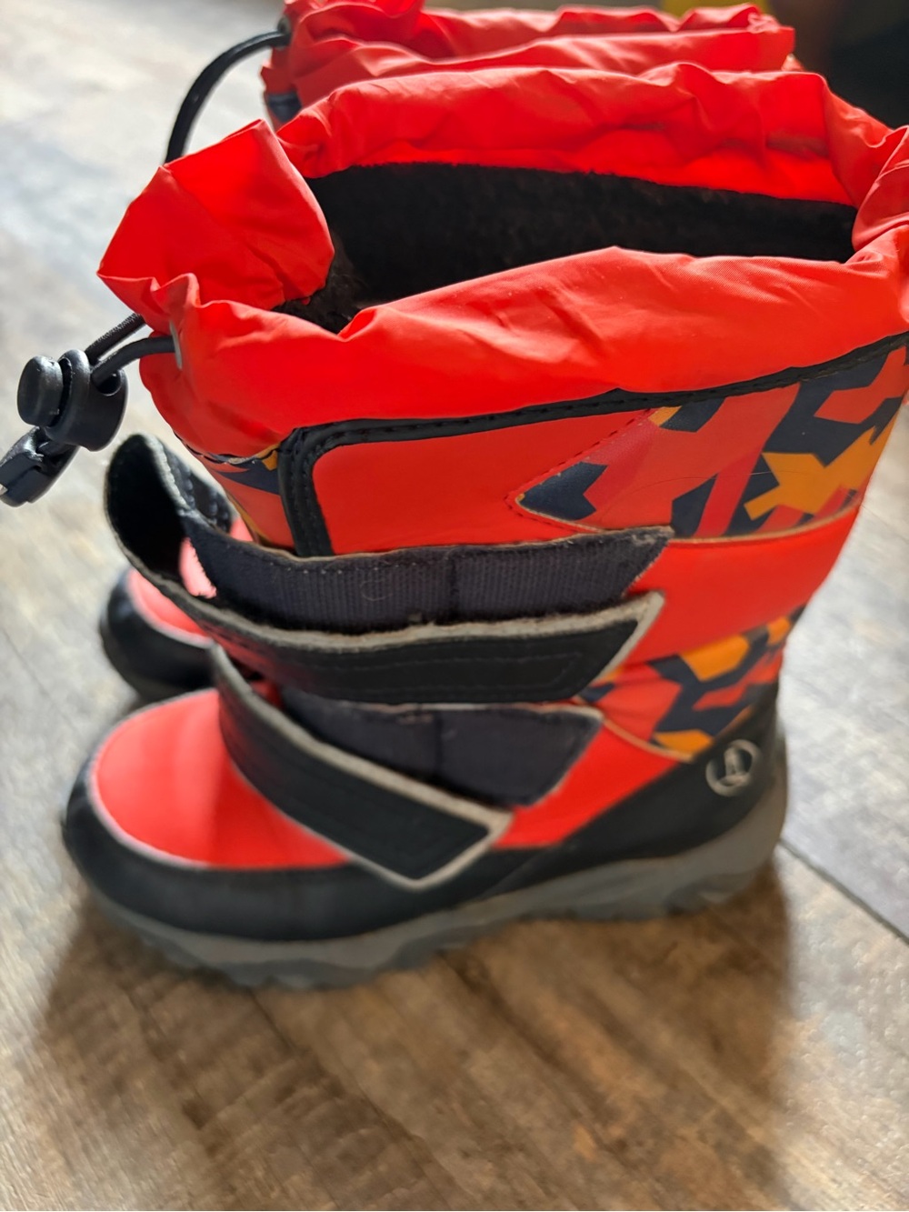 Kids Orange Winter Snow Boots with Easy Hook-and-Loop Closures